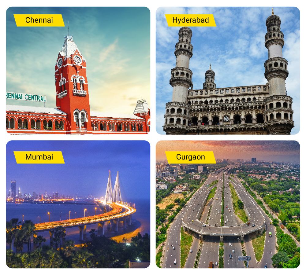 Chennai - Hyderabad - Mumbai & Gurgaon